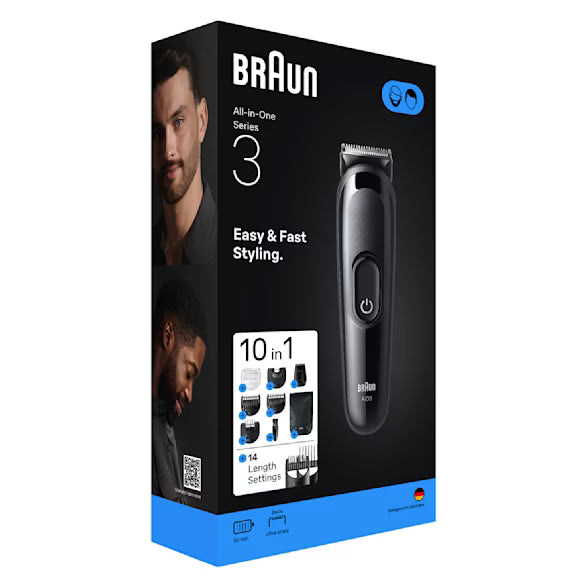 Braun All-In-One Series 3 Aio3560 Trimmer 7 Combs Beard & Hair Clipping Pouch