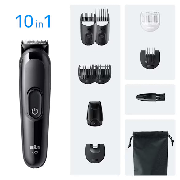 Braun All-In-One Series 3 Aio3560 Trimmer 7 Combs Beard & Hair Clipping Pouch