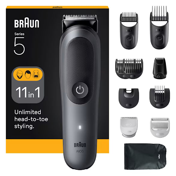 Braun All-In-One Series 5 Aio5560 11-In-1 Trimmer Body Grooming 120M Runtime