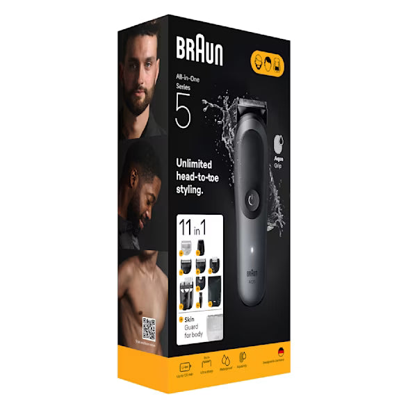 Braun All-In-One Series 5 Aio5560 11-In-1 Trimmer Body Grooming 120M Runtime