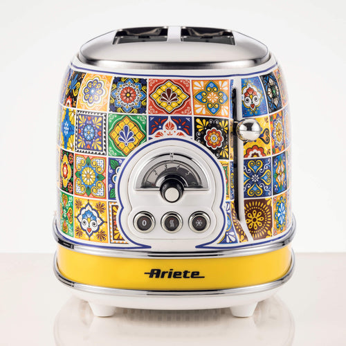 Ariete Positano Toaster 2-Slice 815W with Sandwich Tongs Retro